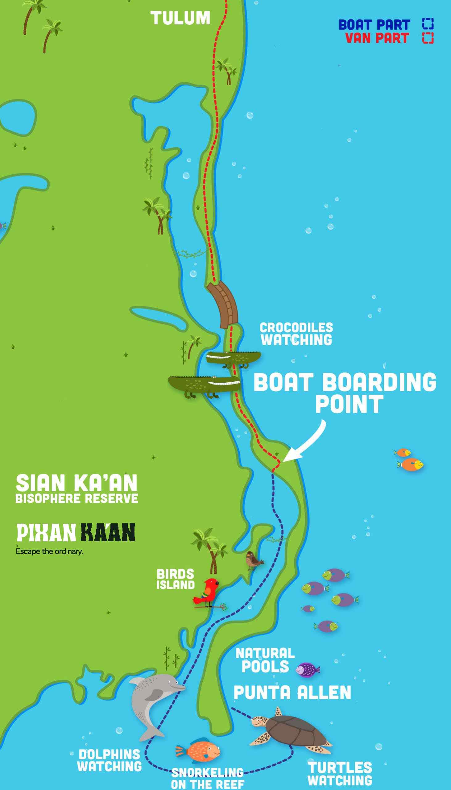 Sian Ka'an tour map
